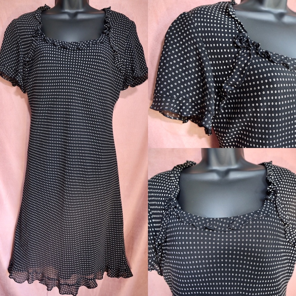 Donna Ricco 8P 90s chiffon lined ruffle dress